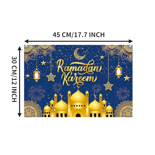 CPTBAG 1pcs Ramadan Kareem Table Runner with 4pcs Table Mats Ramadan Mubarak Table Decorations Eid Mubarak Holiday Calstel Star Moon Lantern Table Decorations for Home Dining Room Kitchen Decor - Image 4