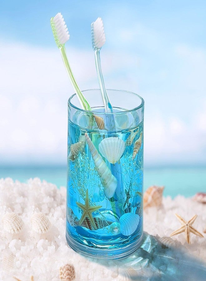 FONMY Toothbrush Holder-Acrylic w/Nature Seashell Handmade SeascapeTooth Paster Cup Mouthwash Cup Makeup Brushes Holder for Bathroom Vanity Countertops Office Unique Gifts and Home Decor.,Sea Blue - Image 1