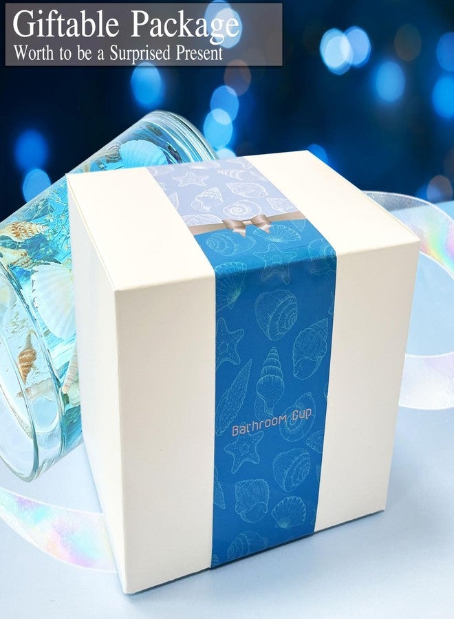 FONMY Toothbrush Holder-Acrylic w/Nature Seashell Handmade SeascapeTooth Paster Cup Mouthwash Cup Makeup Brushes Holder for Bathroom Vanity Countertops Office Unique Gifts and Home Decor.,Sea Blue - Image 3