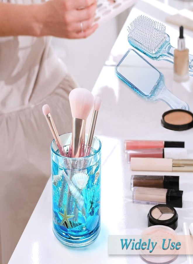 FONMY Toothbrush Holder-Acrylic w/Nature Seashell Handmade SeascapeTooth Paster Cup Mouthwash Cup Makeup Brushes Holder for Bathroom Vanity Countertops Office Unique Gifts and Home Decor.,Sea Blue - Image 5
