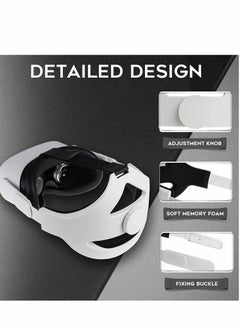 Y&D Head Strap Compatible for Oculus Quest 2 Replacement Elite Adjustable Comfortable with Cushion Reduce Pressure (White)  - Image 5