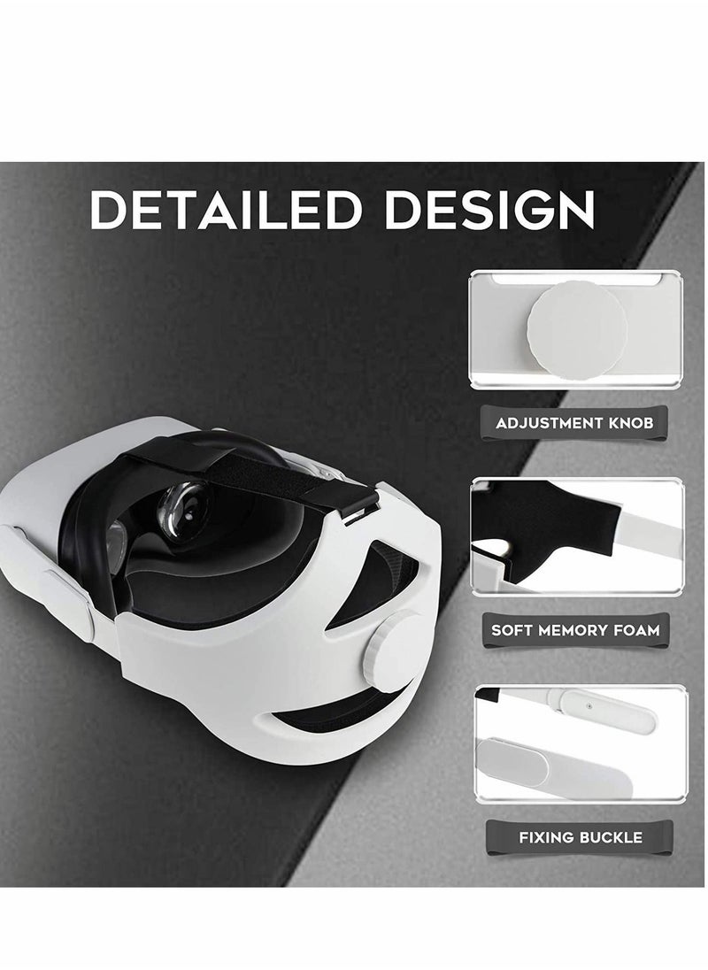 Y&D - Head Strap Compatible for Oculus Quest 2 Replacement Elite Adjustable Comfortable with Cushion Reduce Pressure (White) - Image 1