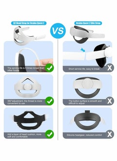 Y&D Head Strap Compatible for Oculus Quest 2 Replacement Elite Adjustable Comfortable with Cushion Reduce Pressure (White)  - Image 4