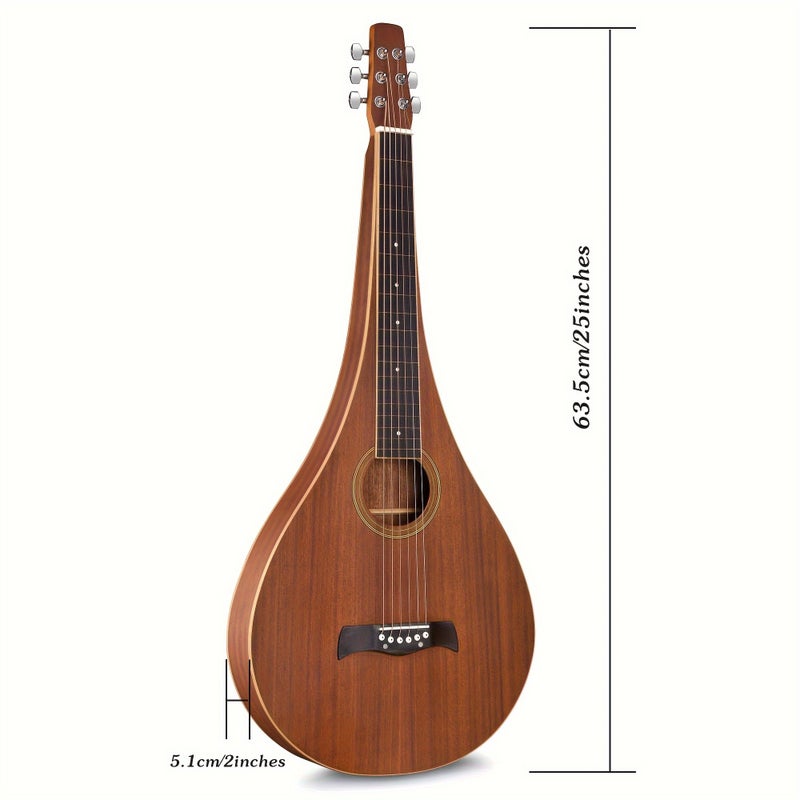 ADM TG-A8 Hawaiian Weissenborn Acoustic Lap Steel Guitar - Teardrop & Ddrop Designs - Image 3