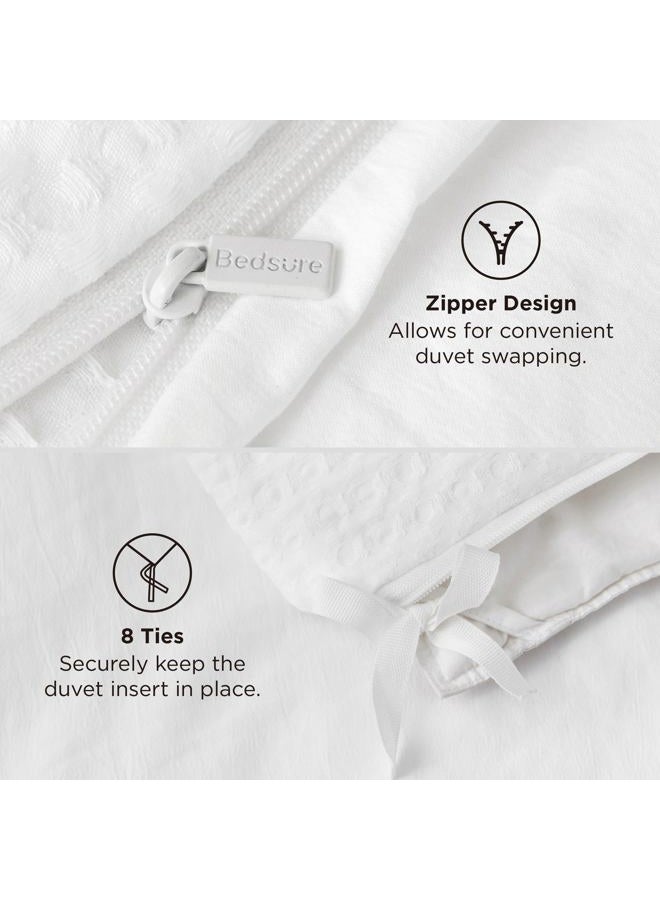 Bedsure Luxury Waffle Duvet Cover King Size - Textured Duvet Cover Set, Soft, Breathable Bedding Set (104"x90") with 2 Pillow Shams for All Season, Pure White, Comforter Not Included - Image 5