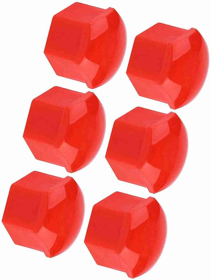 Red Wheel Bolt Covers 19mm Rust Prevention Decorative Caps Set of 20pcs - Image 1