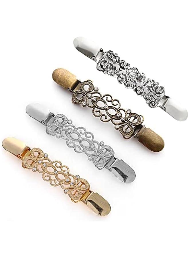 4Pcs Retro Cardigan Clip for Women Sweater Blouse Shawl Clips Shirt Collar Clasps Charm Accessories - Image 1