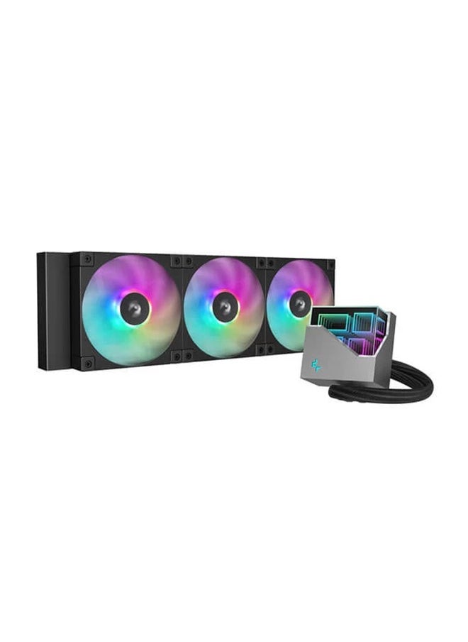 DEEPCOOL LT360 ARGB Liquid CPU Cooler, 360mm Radiator, 3*FD12 Fans, 600-2400 RPM Fan Speed, 72.04 CFM Airflow, 3400 RPM±10% Pump Speed, ARGB LED Lights, Hydro Bearing, R-LT360-BKAMNC-G-1 | Black  - Image 1