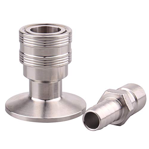 DERNORD Stainless Steel Quick Disconnect Set -Beer Brewing Tri Clover Connector Kit (Barb male/tri clamp female) - Image 1