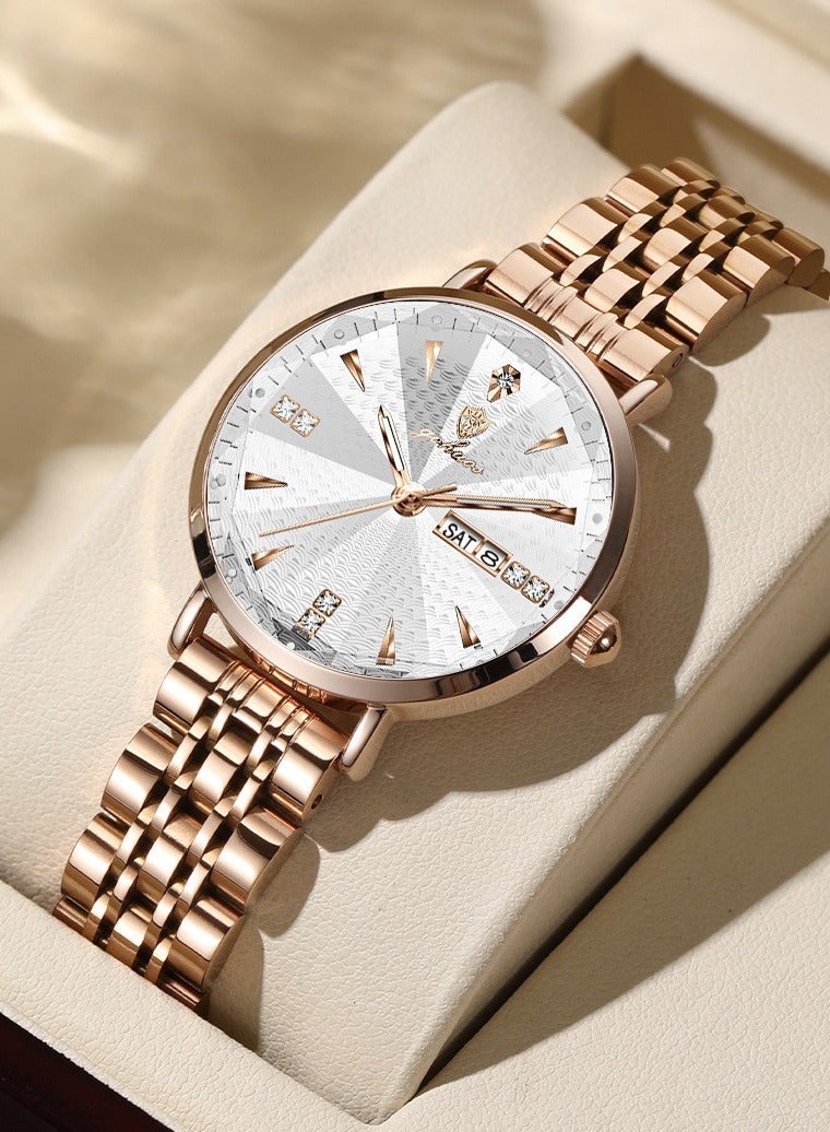 جوهوس ساعة نسائية، سوار من الفولاذ المقاوم للصدأ، ساعة كوارتز كلاسيكية فاخرة مقاومة للماء، ساعة يد نسائية دائرية أنيقة للعمل - هدية للأم أو الصديقة - Image 1