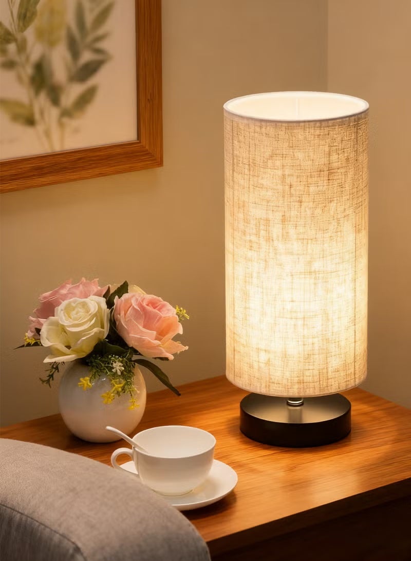 Modern Simple Bedside Table Lamp with Fabric Shade, Reading Nightstand Lamp - Image 1