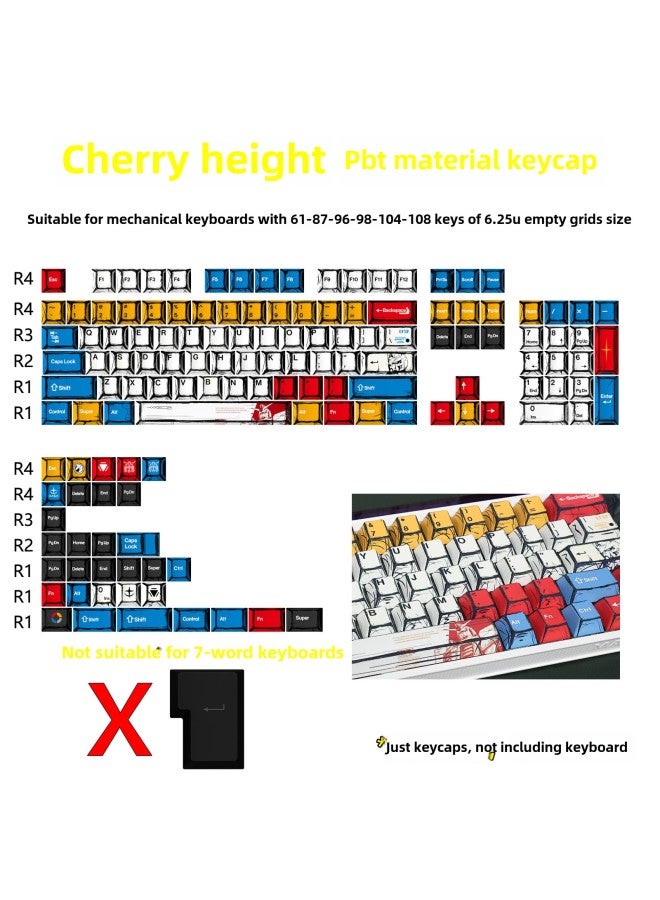 Gundam Comic Hundred Mixed Lamp Key Cap Original Height 136 Key Full Set Classic Simple Mechanical Keyboard Key Cap Key Meow-Color:Original Factory-gundam Comics-color-136 Keys-boxed  - Image 1