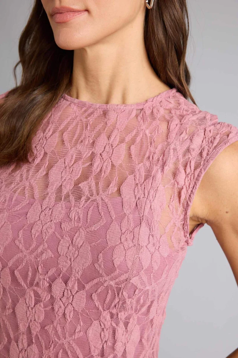Defacto  Slim Fit Crew Neck Lace Sleeveless Maxi Dress for Women | Best Price UAE