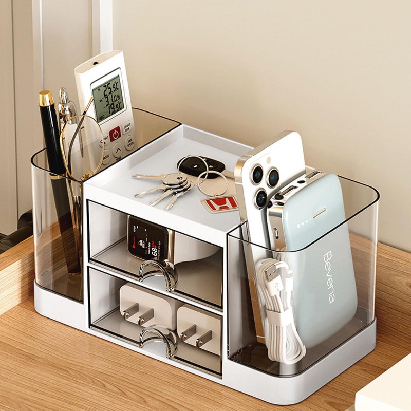Zyners Desk Organizer with Pen Holder and 2 Drawers, Office Organizer, Desktop Organizer for Desk, Office, School, Home (White) - Image 3