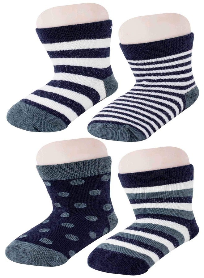 Neska Moda Baby Boys & Girls 4 Pair Striped Ankle Socks For 1 To 3 Years - Image 3