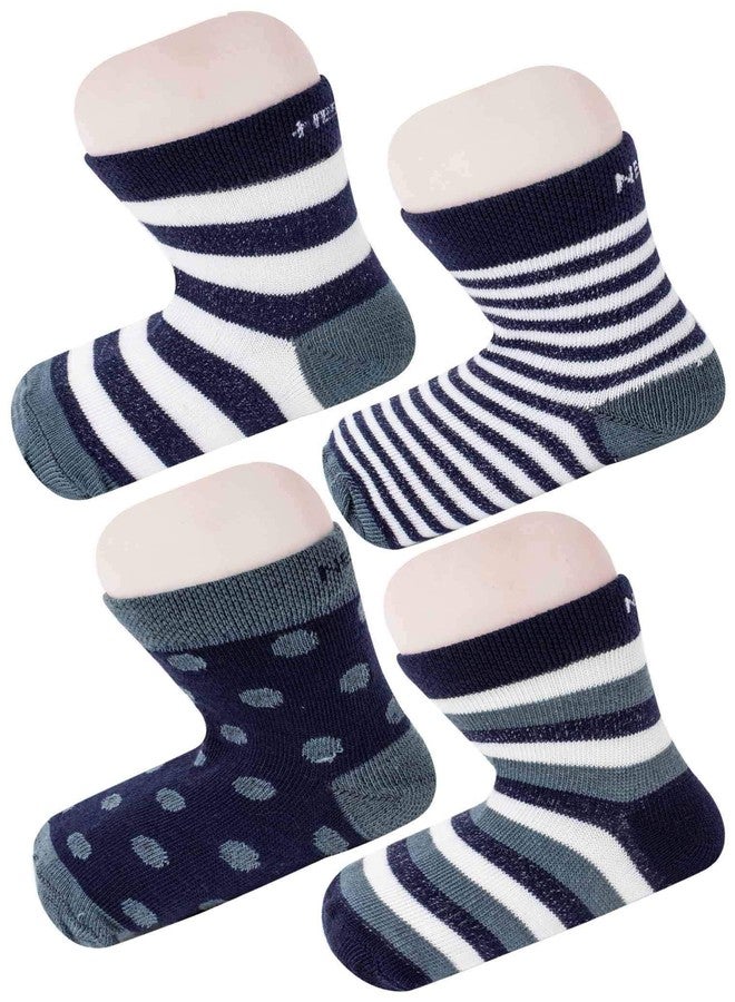 Neska Moda Baby Boys & Girls 4 Pair Striped Ankle Socks For 1 To 3 Years - Image 1