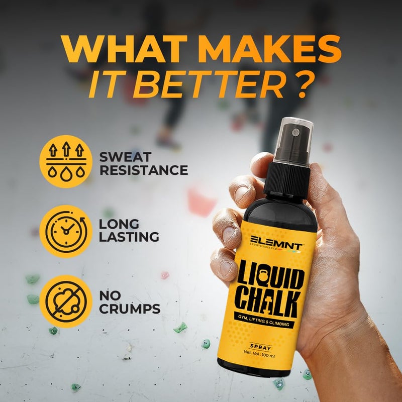 elemnt Liquid Chalk for Gym | Chalk for Gym Hand Grip | Calisthenics, Weight Lifting, Power Lifting | Ideal for Workout, Gym, Rock Climbing & Crossfit | Quick Dry Formula for Gym Chalk | 100 ML - Image 2