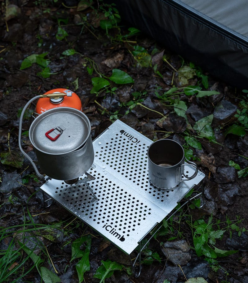 iClimb Mini Solo Folding Table Ultralight Compact for Backpacking Camping Hiking Beach Picnic (Gunmetal, Mini) - Image 2
