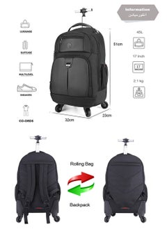 ARCTIC HUNTER Professional Business Travel Roller Backpack,Big Capacity Trolley Laptop Bag for Men and Women,College School Book Bag Office Rolling Computer Backpack Fits 17 Inch Notebook  - Image 3