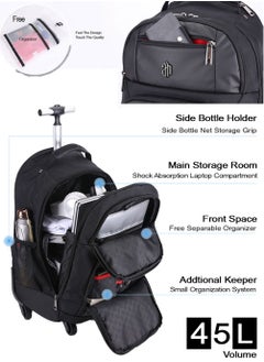 ARCTIC HUNTER Professional Business Travel Roller Backpack,Big Capacity Trolley Laptop Bag for Men and Women,College School Book Bag Office Rolling Computer Backpack Fits 17 Inch Notebook  - Image 4
