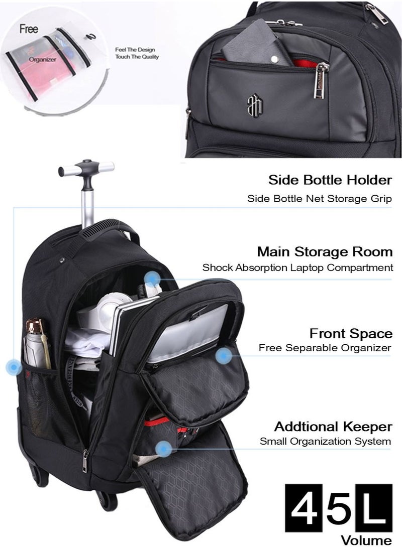 ARCTIC HUNTER - Professional Business Travel Roller Backpack,Big Capacity Trolley Laptop Bag for Men and Women,College School Book Bag Office Rolling Computer Backpack Fits 17 Inch Notebook - Image 1