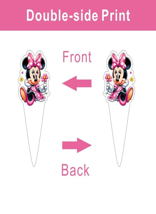 ARHAVI 25 Pcs Cake Topper and Cupcake Toppers Set Birthday Party Supplies for Minnie Themed Birthday Decorations - Image 3