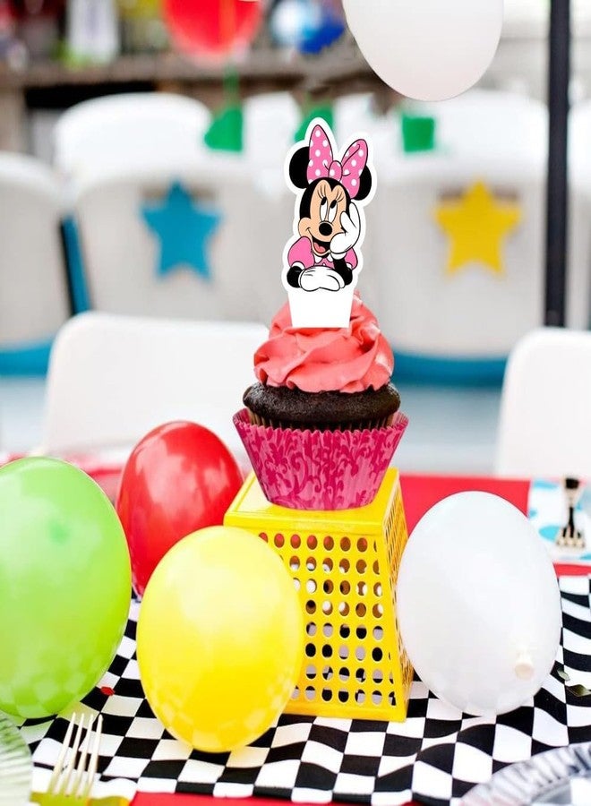 ARHAVI 25 Pcs Cake Topper and Cupcake Toppers Set Birthday Party Supplies for Minnie Themed Birthday Decorations - Image 4