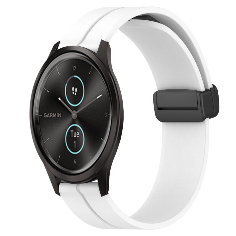 S-TOP For Garmin Garminmove Style 20mm Solid Color Magnetic Clasp Silicone Watch Band(White) - Image 1