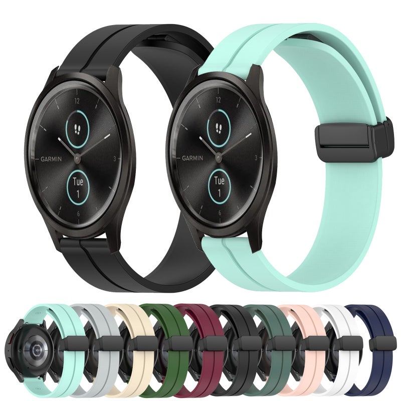 S-TOP For Garmin Garminmove Style 20mm Solid Color Magnetic Clasp Silicone Watch Band(White) - Image 3