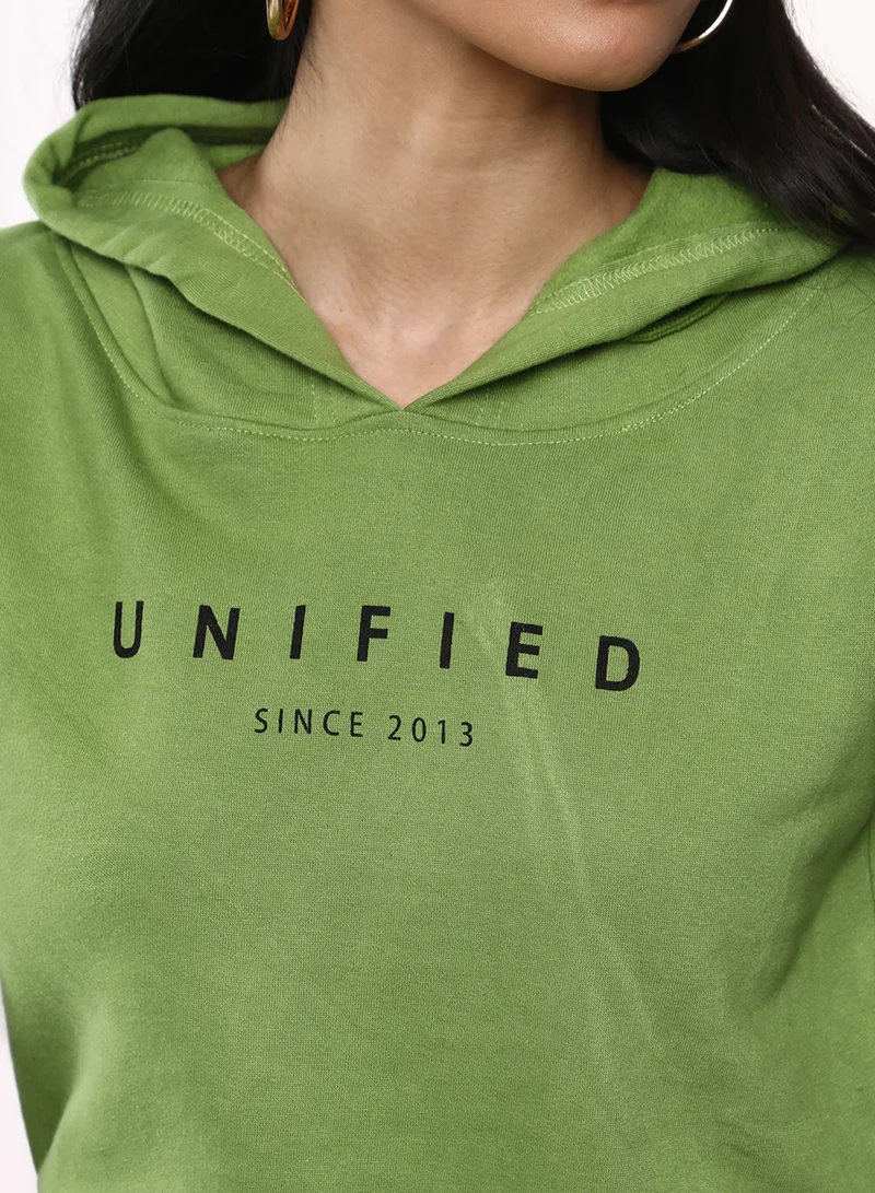 PINACOLADA Women's Avocado Green Unified Cropped Sweatshirt