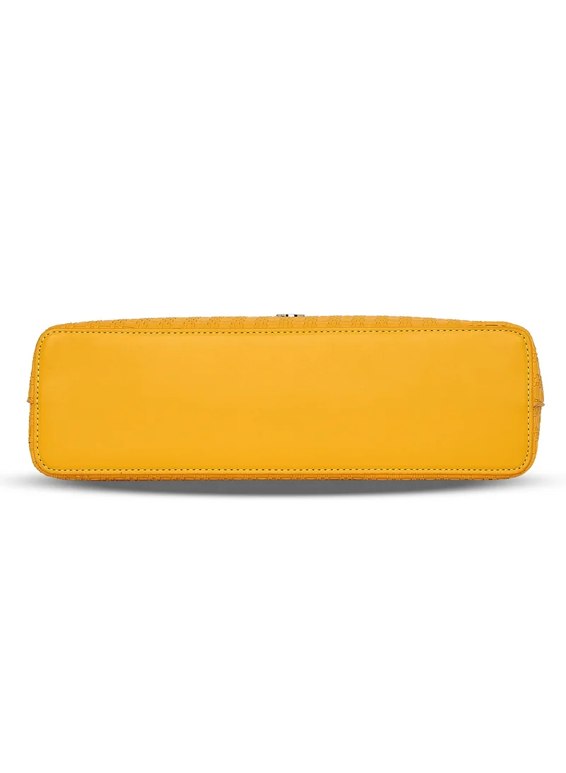 CAPRESE Caprese Andrea Abstract Yellow Faux Leather Small Tote Handbag