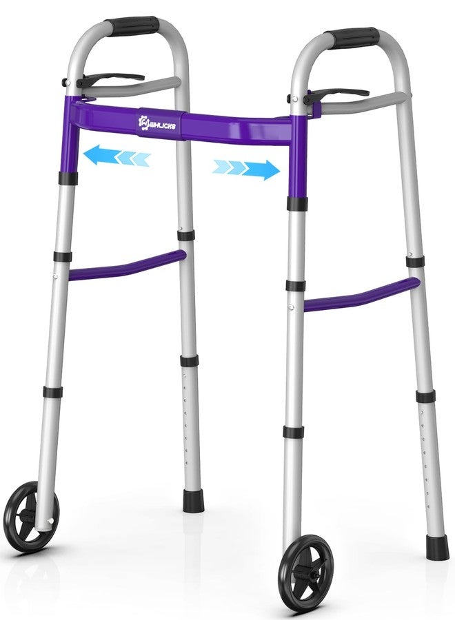 Whlicks Narrow Folding Walkers for Seniors,Aluminum Lightweight Walkers with Wheels, Adjustable Width and Height Front Wheel Walker for Elderly and Disabled, Supports up to 350 lbs - Image 1