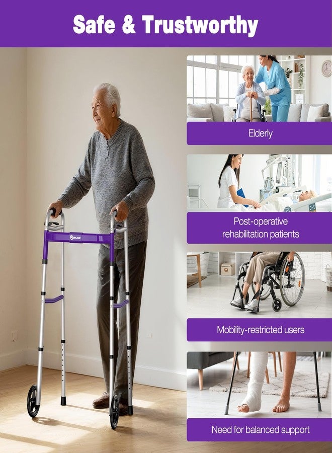 Whlicks Narrow Folding Walkers for Seniors,Aluminum Lightweight Walkers with Wheels, Adjustable Width and Height Front Wheel Walker for Elderly and Disabled, Supports up to 350 lbs - Image 2
