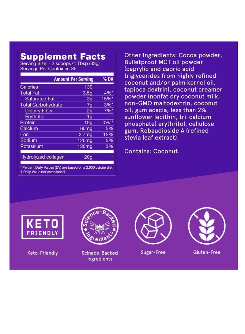 Bulletproof Chocolate Collagen Protein Powder with MCT Oil, 19g Protein, 42.3 Oz - Image 2