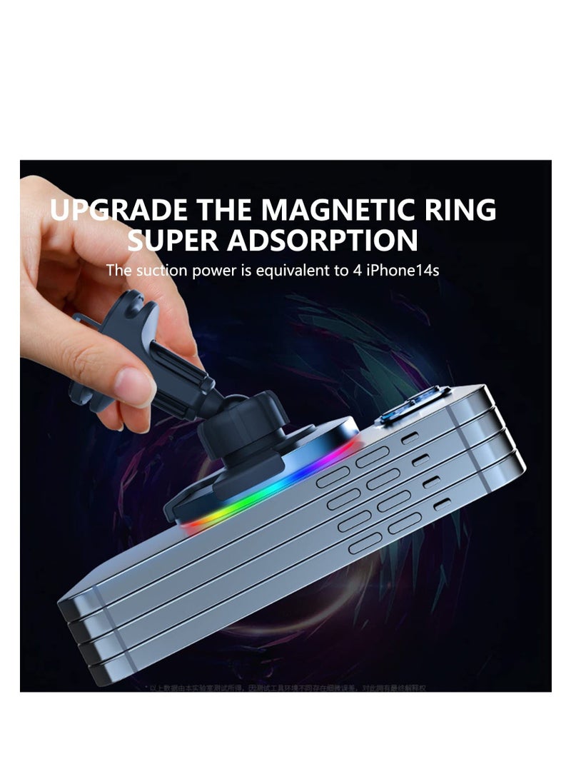 Loquat 1 PC Wireless Car Charger, 15W Decorative Rhythm Light Fast Charging Auto-Clamping Air Vent Car Phone Holder Mount Compatible with iPhone13/12/11/Pro/Mini/Xr/Xs/X/8, Samsung S22/S22 - Image 3