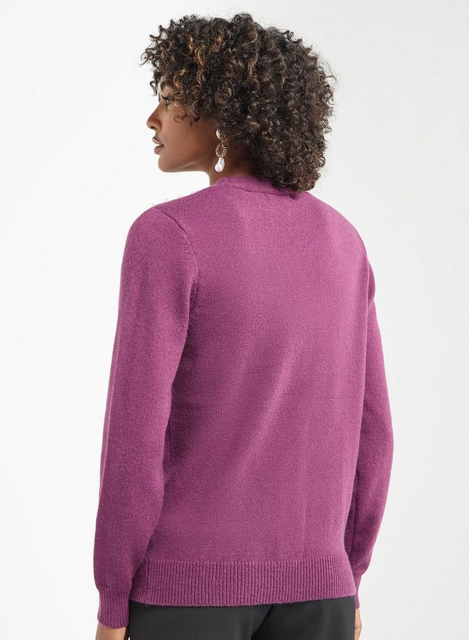 Splash FAV Embellished Button Through Cardigan with Long Sleeves - Image 3