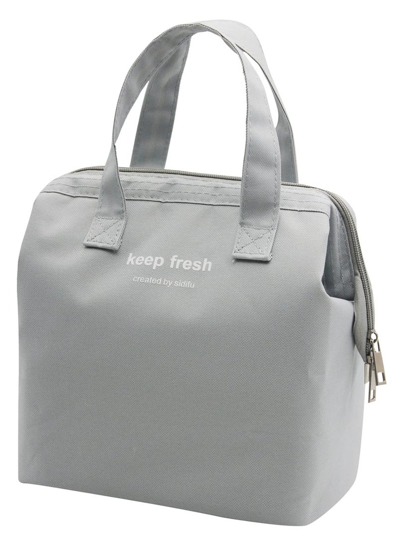 Lunch Bag Bento Bag, Thickened Thermal Insulation Refrigerated Bento Tote Bag, Lunch Box Carrying Bag for Students Ladies Men Picnic Work Outdoor Grey  - Image 1