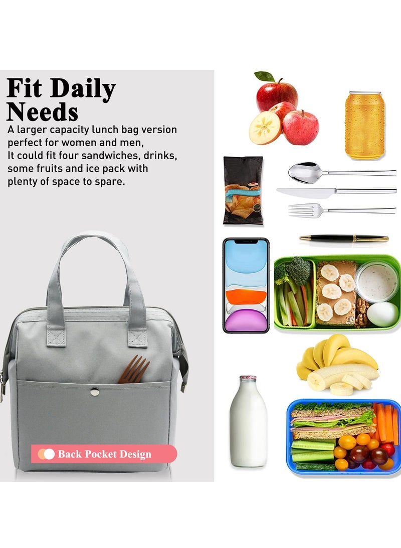 Lunch Bag Bento Bag, Thickened Thermal Insulation Refrigerated Bento Tote Bag, Lunch Box Carrying Bag for Students Ladies Men Picnic Work Outdoor Grey  - Image 4