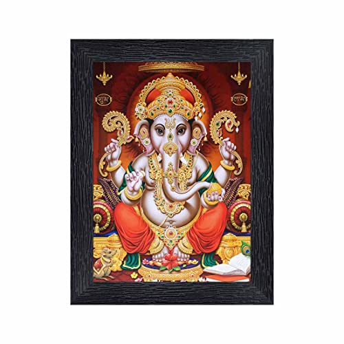 pnf Ganeshji Religious Wood Photo Frames with Acrylic Sheet (Glass) for Worship/Pooja(photoframe,Multicolour,6x8inch)-20324 - Image 1