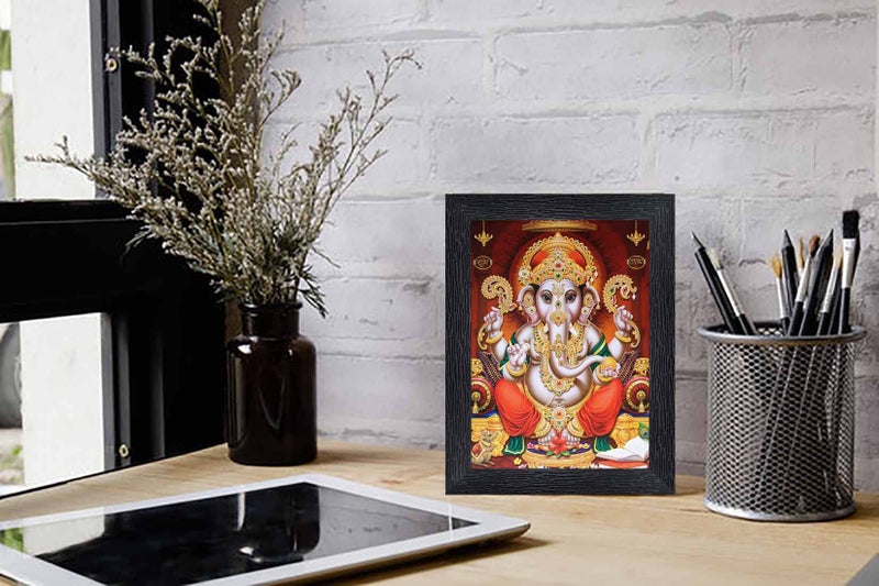 pnf Ganeshji Religious Wood Photo Frames with Acrylic Sheet (Glass) for Worship/Pooja(photoframe,Multicolour,6x8inch)-20324 - Image 2