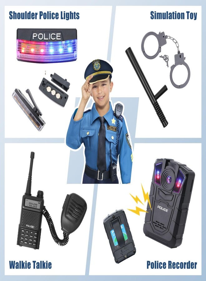 G.C 15PCS Kids Police Officer Costume Boys Girls Cop Costume Accessories Gear Recorder Shoulder Light Hat Belt Halloween Career Day Gifts (S(5-7Y)) - Image 3