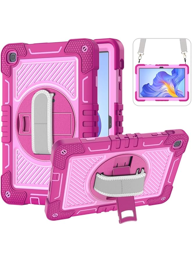 إيروريكس جراب متوافق مع جهاز Honor Pad X8 مقاس 10.1 بوصة وX8 Lite مقاس 9.7 بوصة 2022، جراب متين مقاوم للصدمات مع حامل وحزام كتف قابل للتعديل للأطفال، وردي أحمر وردي - Image 1