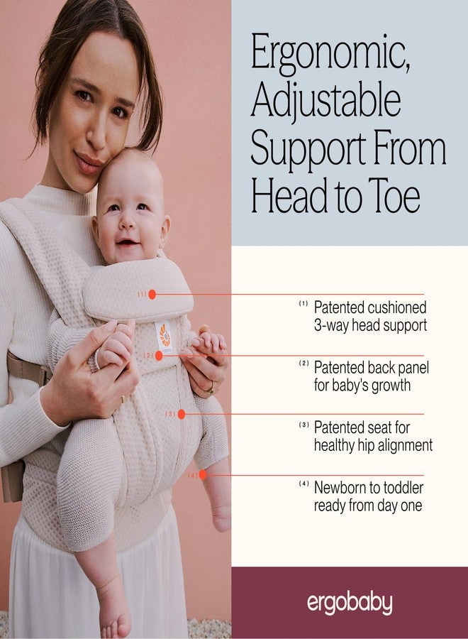 Ergobaby Omni Deluxe Baby Carrier for Newborn to Toddlers 0-48 Months (7-45 lbs) - 4-Position 100% Premium Cotton Baby Carrier with Ergonomic Support, Storage Pockets, and Sun Hood - Natural Beige - Image 3