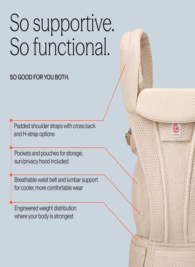Ergobaby Omni Deluxe Baby Carrier for Newborn to Toddlers 0-48 Months (7-45 lbs) - 4-Position 100% Premium Cotton Baby Carrier with Ergonomic Support, Storage Pockets, and Sun Hood - Natural Beige - Image 4