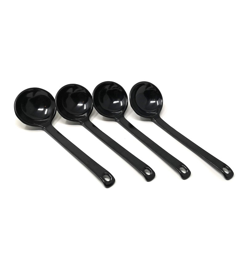 ASIAN HOME Black Melamine Japanese Long Handle Spoons for Ramen Soup Hot Pot Eating Mixing Stirring 825 Inches 4 spoons