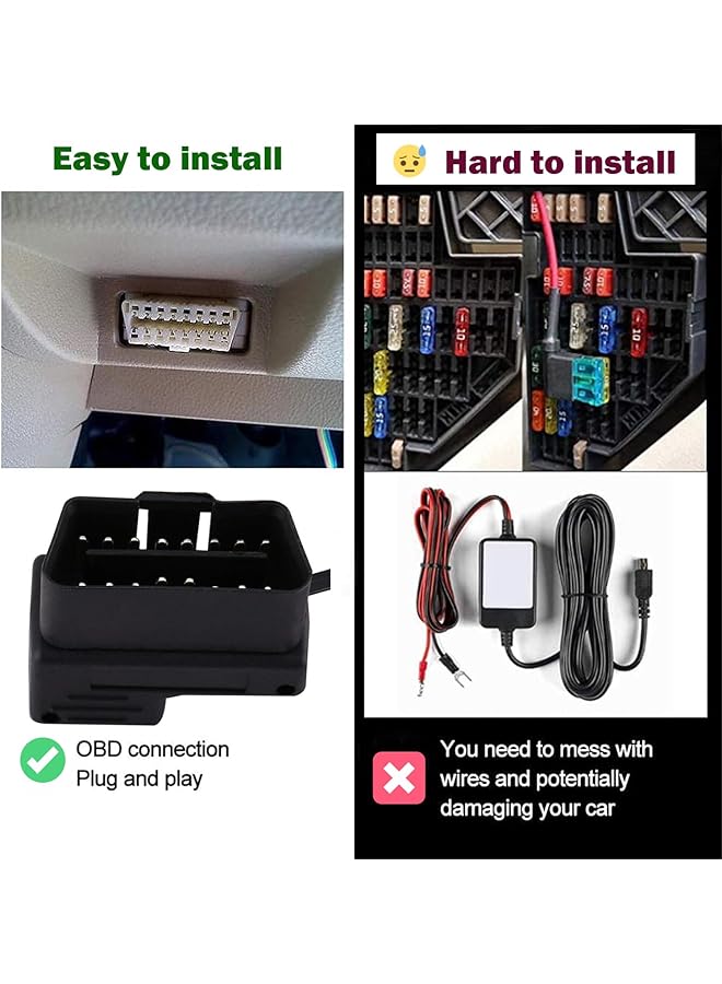 eWINNER Obd2 Obd Power Cable For Dash Camera Obd To Mini Usb Obdii Adapter Hardwire Charger Cable 24 Hours Surveillance And Acc Two Mode Mini Usb Port - Image 4