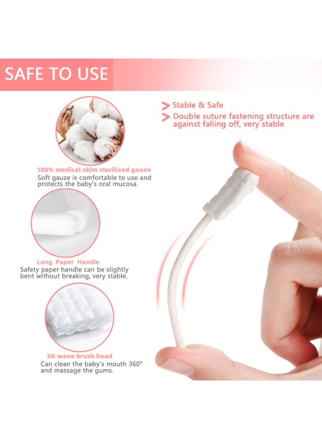 30 Pcs Baby Tongue Cleaner, Baby Toothbrush, Baby Oral Cleaning Sticks Individually Wrapped, Medical Gauze 360° Cleans Tongue Coating & Milk Residue, Flexible Paper Handle, Cares for 0-36 Months Babies Oral Health - Image 2