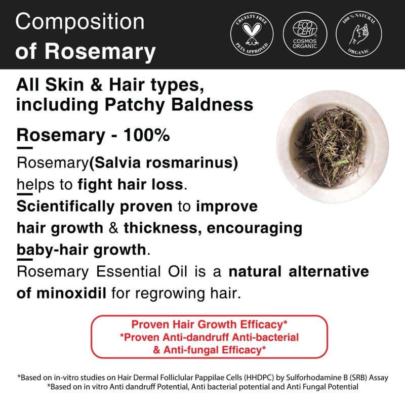 Soulflower Soulflower Rosemary Essential Oil for Hair Growth Nourishment Thick Strong Hair Moisturising Skin Clinically Tested Ecocert Certified Organic 100 Pure Natural Pack of 2 15ml Each - Image 3