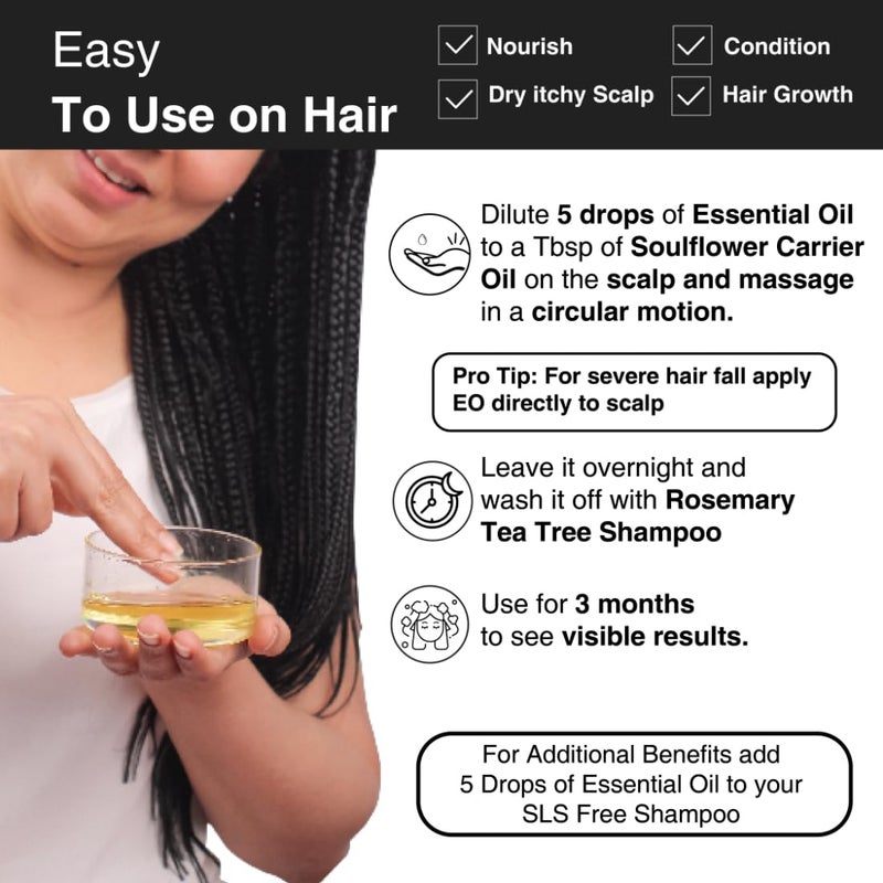 Soulflower Soulflower Rosemary Essential Oil for Hair Growth Nourishment Thick Strong Hair Moisturising Skin Clinically Tested Ecocert Certified Organic 100 Pure Natural Pack of 2 15ml Each - Image 4
