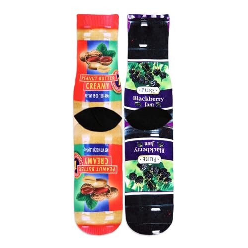 Benefeet Sox Mens Funny Crazy Socks Unisex Cool Funky 3D Print Food Patterned Calf Socks Boys Youth Novelty Athletic Tube Sock Peanut Butter and Jelly Sock, Peanut Butter and Jelly - Image 3